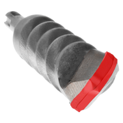 SDS-Plus rotary hammer bit with gray metal shaft, two cutting edges, and red plastic base collar.