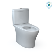 Toto Aquia IV Two Piece Elongated Universal Height Toilet with CEFIONTECT Dual Flush 0.9 and 1.28 GPF Less Seat in Cotton White