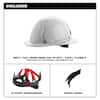 Black full brim hard hat with ratcheting suspension and ventilation holes.