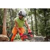 Black full brim hard hat with orange reflective striping and ratcheting suspension system.