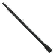 Black cylindrical extension rod with grip end and engraved text on shaft.