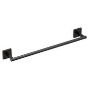 Matte black towel bar with square wall mounts on each end.