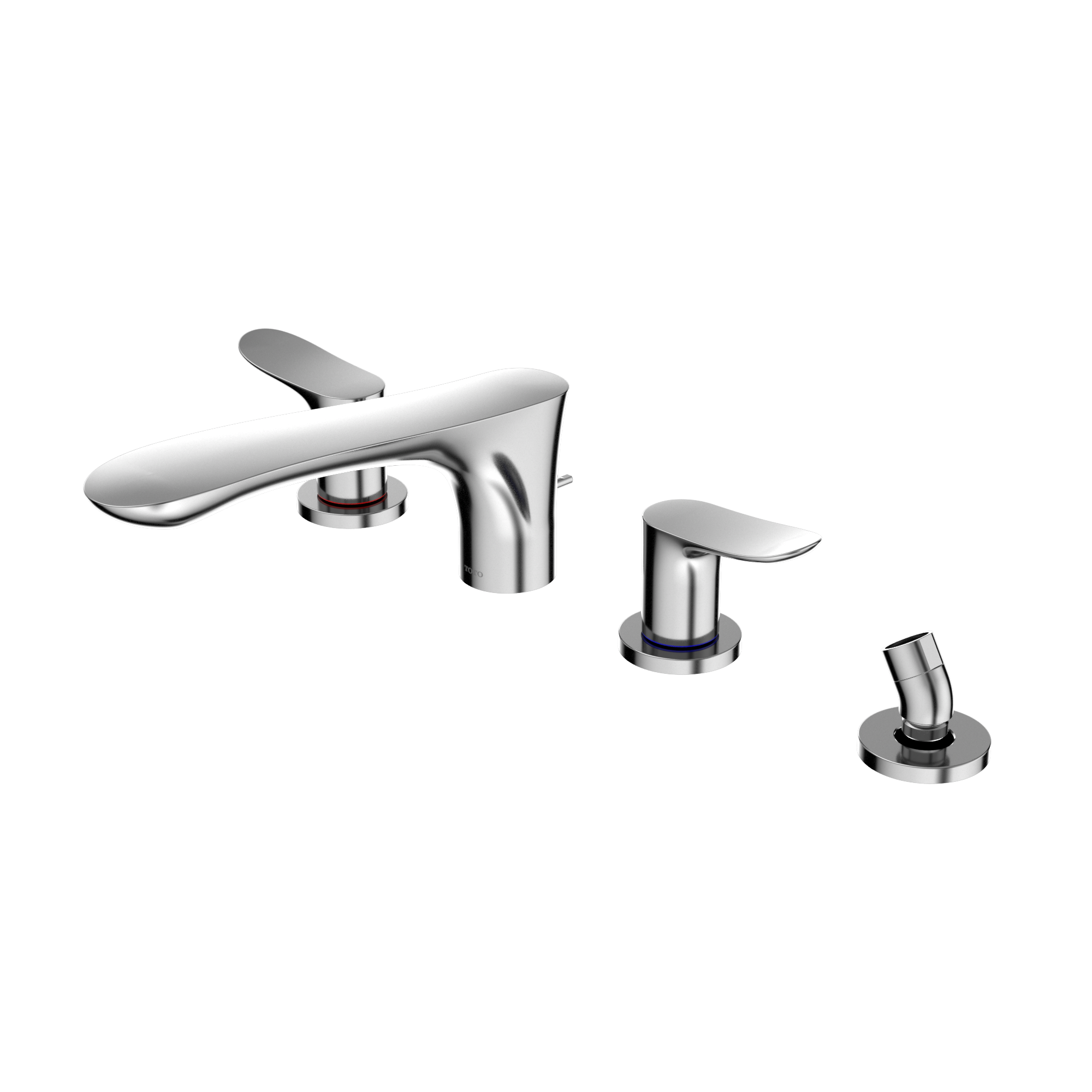 Toto GO Two-Handle Deck-Mount Roman Tub Filler Trim with Handshower, Polished Chrome - TBG01202U#CP