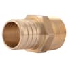 Brass male connector with crimp ring and threaded NPT end for copper tubing.
