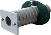 White and green Prier wall mount bracket with ribbed white tube, circular opening plate, and mounting hardware.