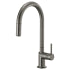 Brizo Odin pull-down faucet with curved arc spout and single handle in luxe steel finish.