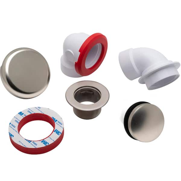JB Products Touch Toe Bath Waste Half Drain Kit in Brushed Nickle - FW9PVCBNBK