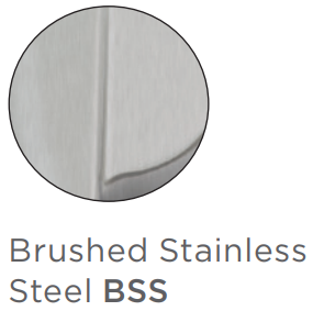 Brushed stainless steel circular finish sample showing matte metal texture and vertical grain pattern.