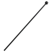 Black metal supply line with hexagonal connector fitting at one end.