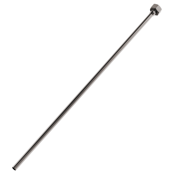 Straight metal supply line with hexagonal connector fitting on one end.