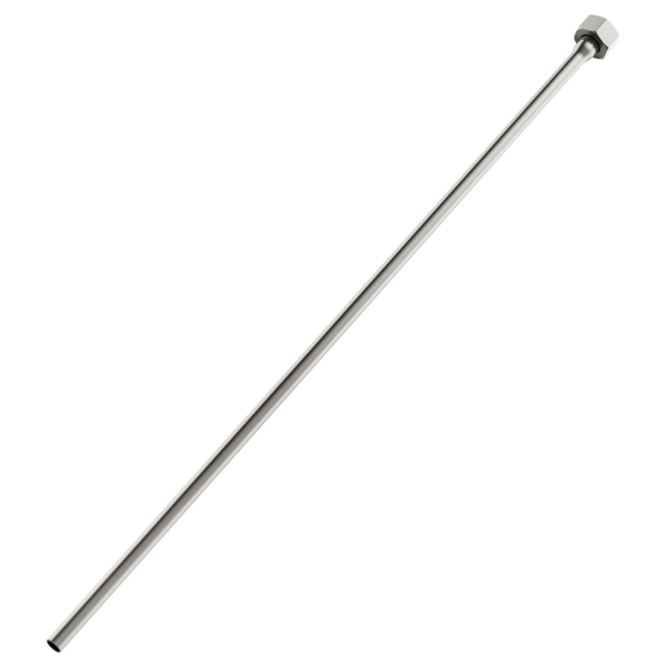 Stainless steel straight supply line with hexagonal connector at one end.