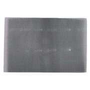 Gray mesh sanding screen with uniform grid pattern, rectangular shape.
