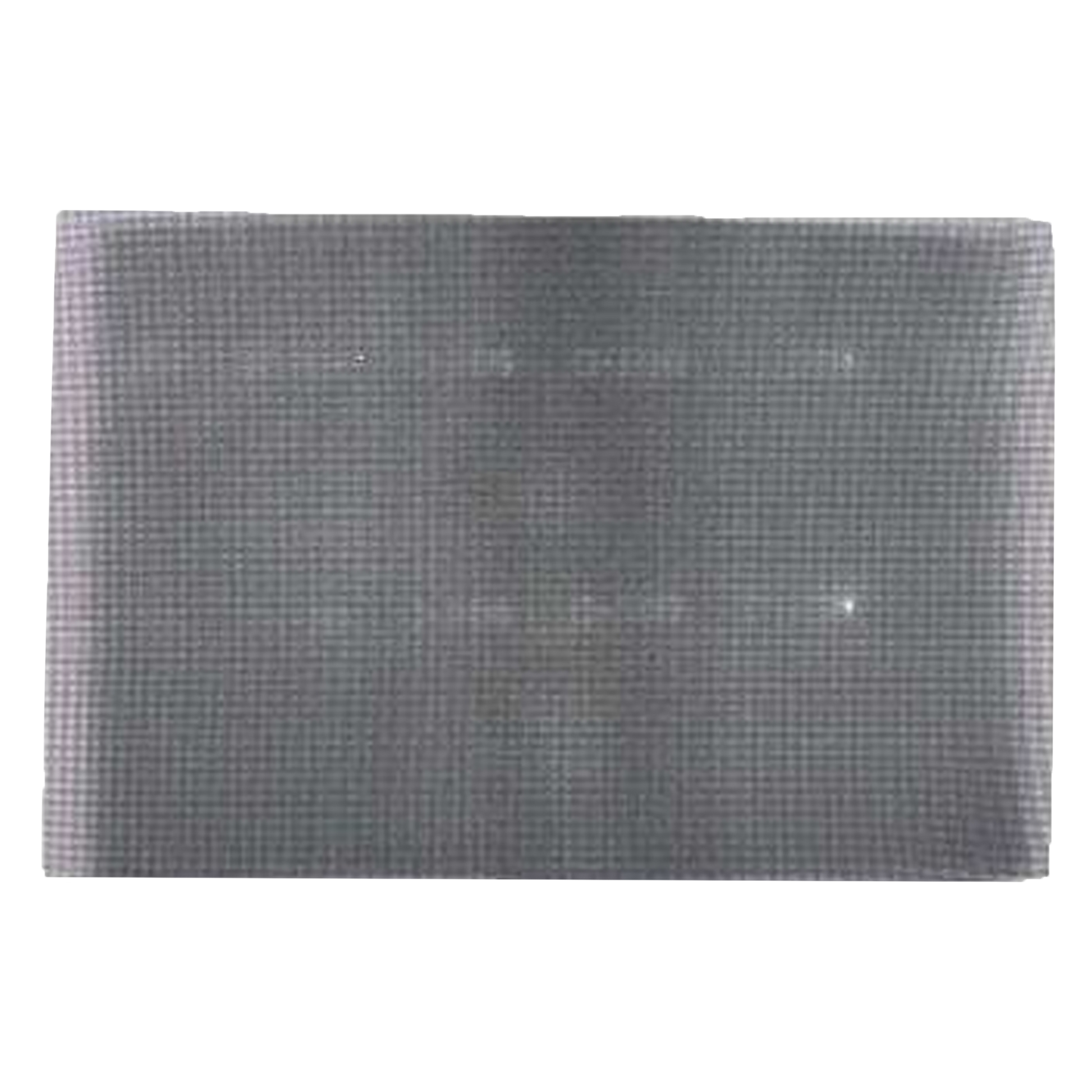 Gray mesh sanding screen with uniform grid pattern, rectangular shape.