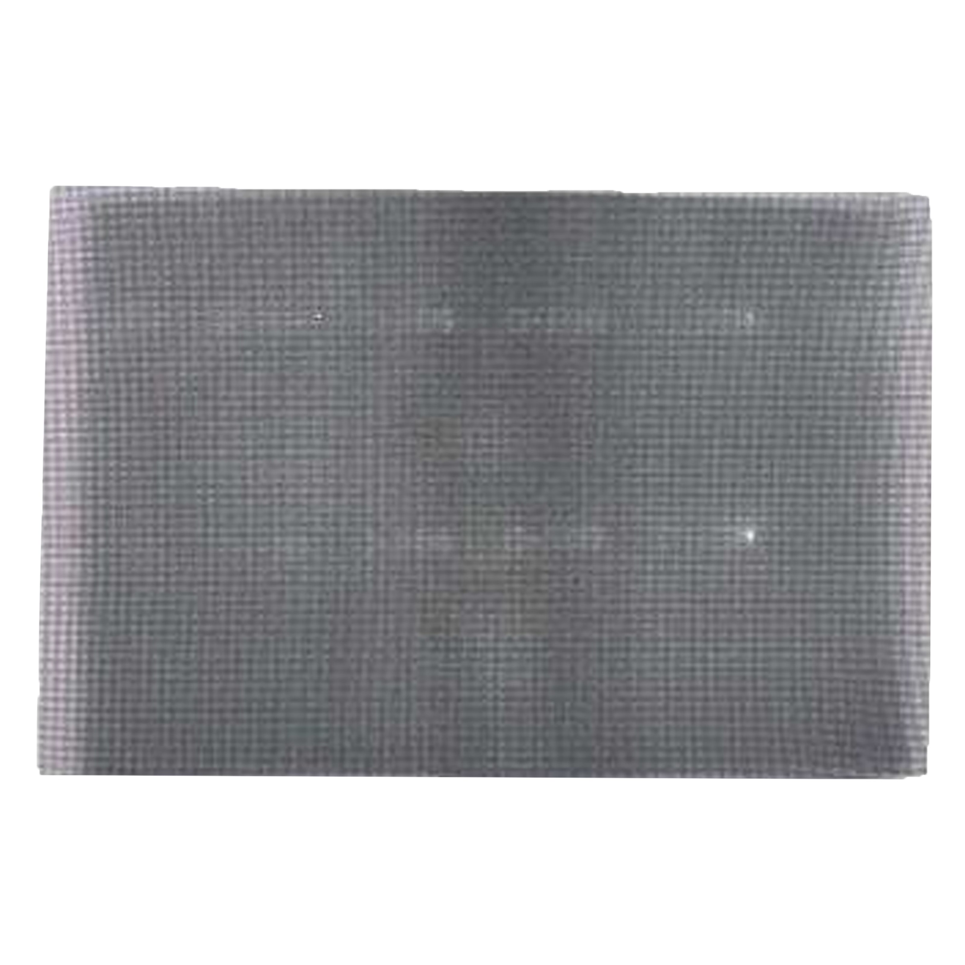 Gray mesh sanding screen with uniform grid pattern, rectangular shape.