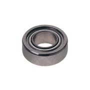 Metal ball bearing with concentric rings and center hole, shown from above.