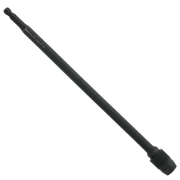 Black metal extension shaft with knurled grip end and engraved text on barrel.