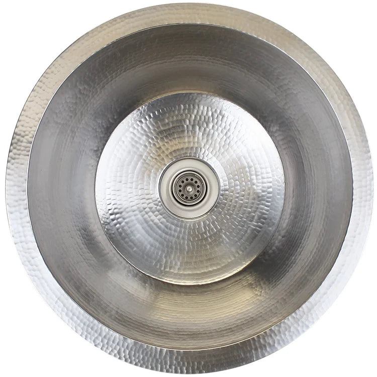Linkasink Hammered Metals Small Round Flat Bottom 2" in Satin Nickel - C016 SN