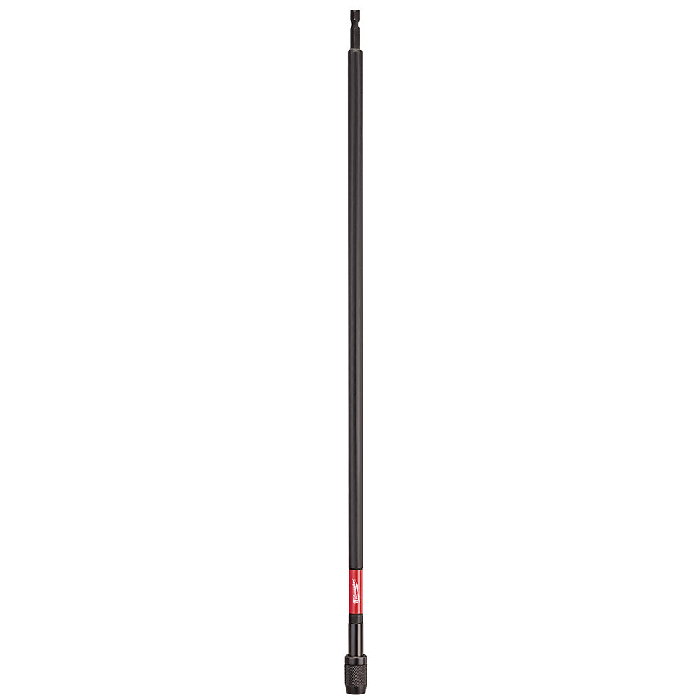 Black 18-inch impact locking bit holder with red band and hex socket end.