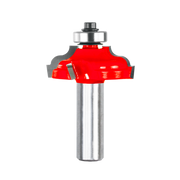 Red and silver double fillet ogee router bit with bearing guide, 1-5/8 inch diameter.