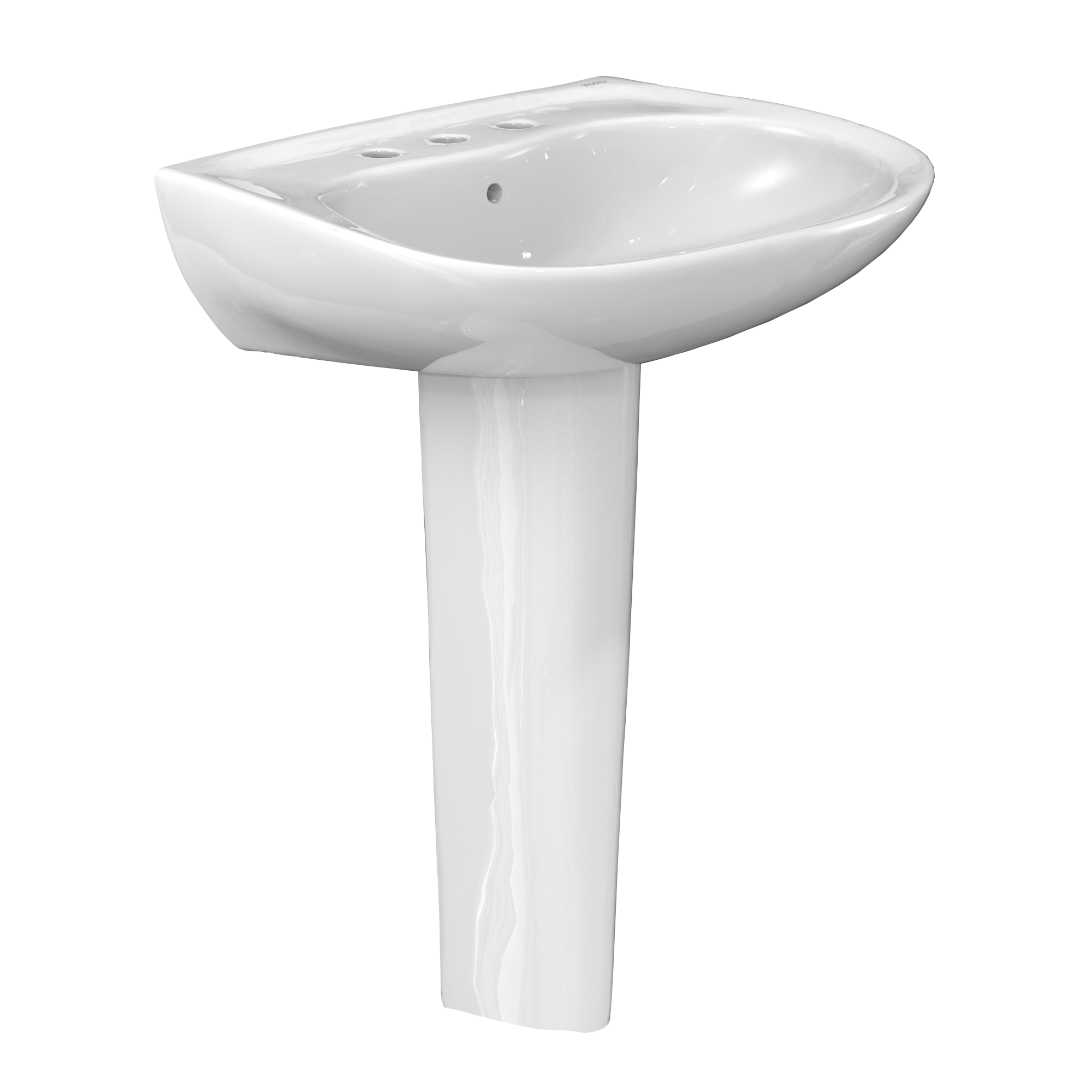 Toto Prominence Pedestal Oval Bathroom Sink with CEFIONTECT and Shroud for 8 Inch Center Faucets in Cotton White