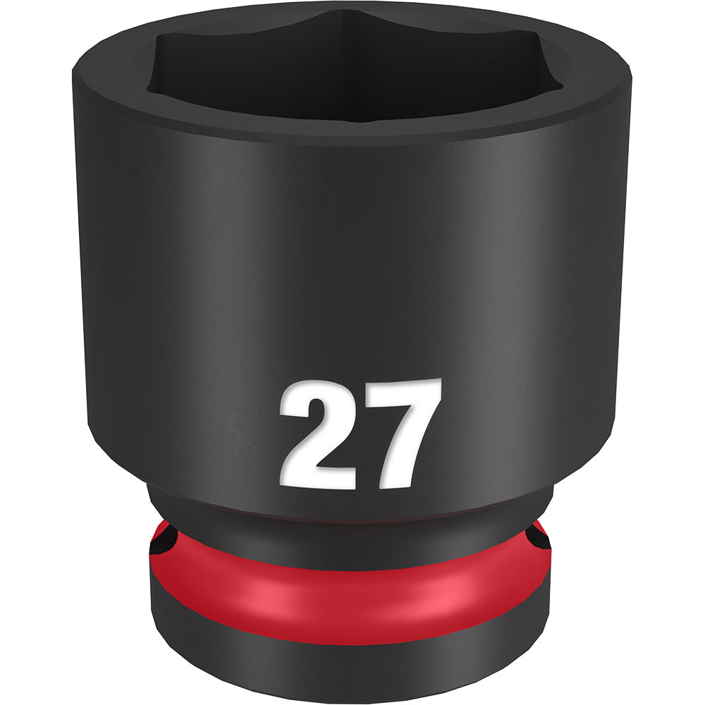 Black and red 27MM socket with hexagonal opening and "27" marking on barrel.