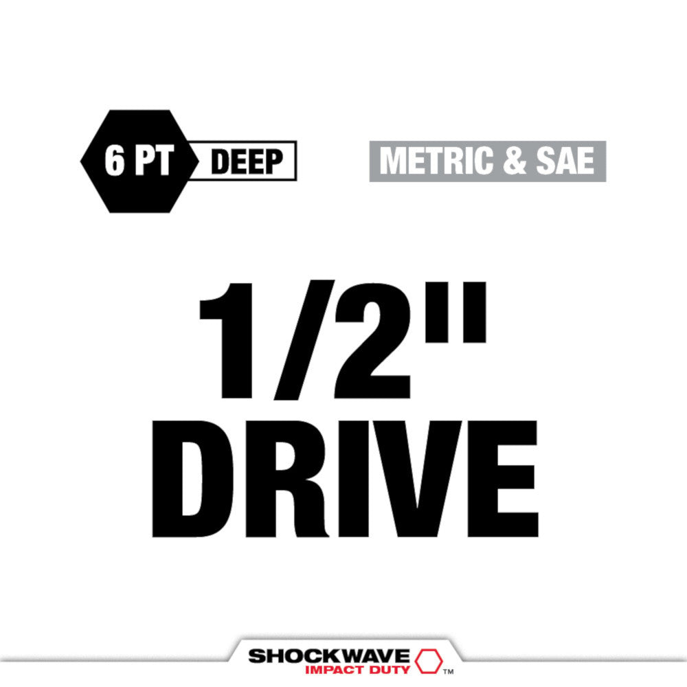 Milwaukee 49-66-7831 Shockwave Impact Duty 1/2 Drive SAE & Metric 5PC Lug Nut Wheel Socket Set