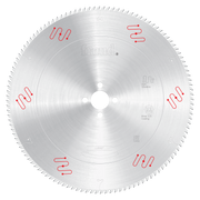 Freud LU5A27 500mm circular saw blade with silver coating, fine teeth around perimeter, and red clamping symbols around edge.