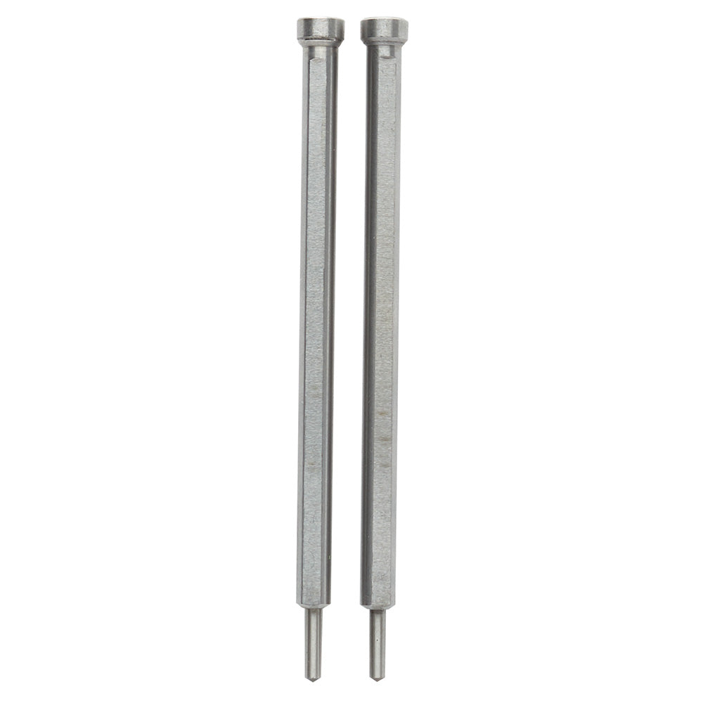 Two metallic cylindrical pins with carbide tips and spring-loaded retractable mechanisms.