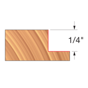 Straight edge router bit with 1/4" cutting height and tan-colored cutting surface shown in profile view.