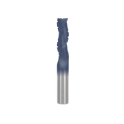1/2" diameter spiral router bit with blue coated cutting end and silver metal shaft.