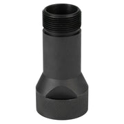Black metal lockbolt tool adapter with threaded top, cylindrical body, and textured grip base.