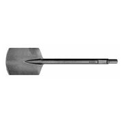 Flat metal asphalt cutter tool with wide rectangular head and pointed steel shank.