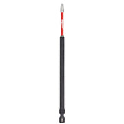 Milwaukee Shockwave 6 in. power bit with red shaft, black grip, and square recess tip.