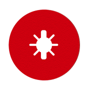 Red circular fiber disc with white star-shaped center hole.