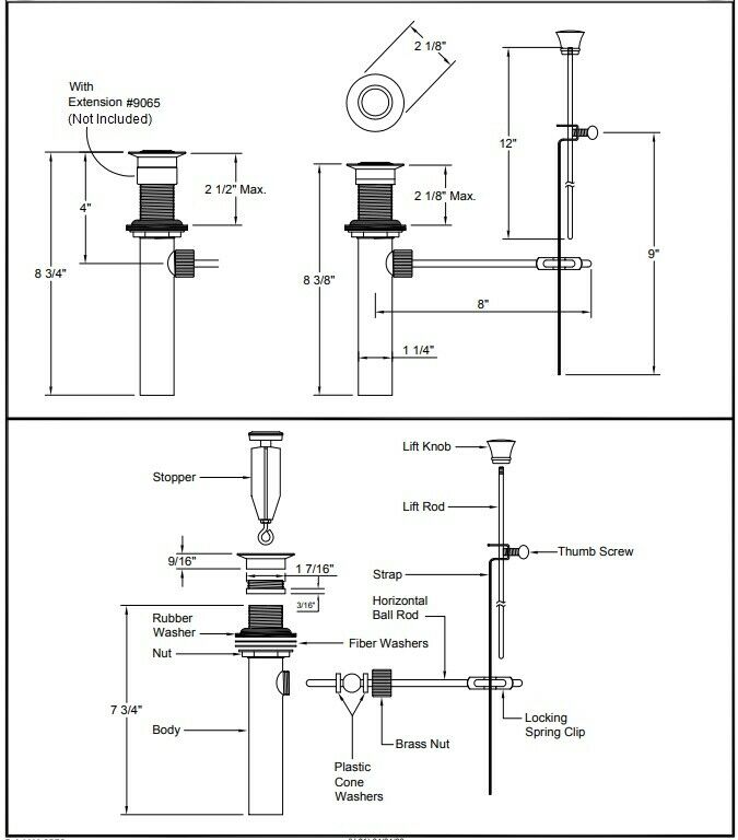 California Faucets 9062-PN Pop-Up Drain Assembly Less Overflow: Polished Nickel