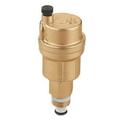 Brass automatic air vent with 1/8 inch NPT connection and black adjustment screw on top.