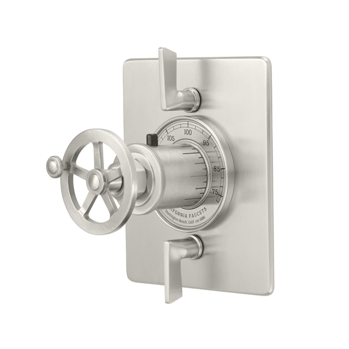 California Faucets Steampunk Bay StyleTherm Trim Only with Dual Volume Control in Black Nickel - TO-THQ2L-85W-BLKN