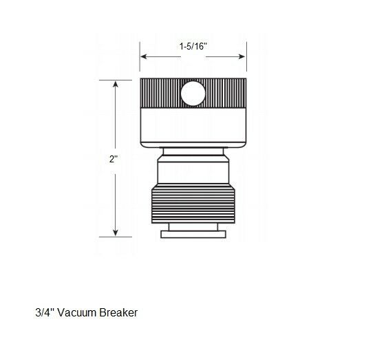 Brass vacuum breaker with threaded bottom connection, 2 inches tall and 1-5/16 inches wide.