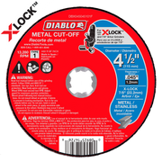 Diablo 4-1/2 inch metal cut-off disc with thin kerf blade, X-LOCK compatible, 0.045 inch thickness.