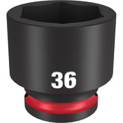 Black 36MM socket with hexagonal opening, red band at base, labeled "36" on body.