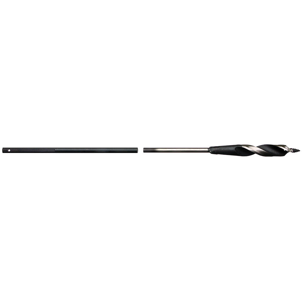 Black cable bit with twist drill tip and hex connection end, 54 inches long.