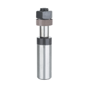Steel arbor with hexagonal nut top, black spacer rings, and cylindrical shaft for slotting cutter attachment.