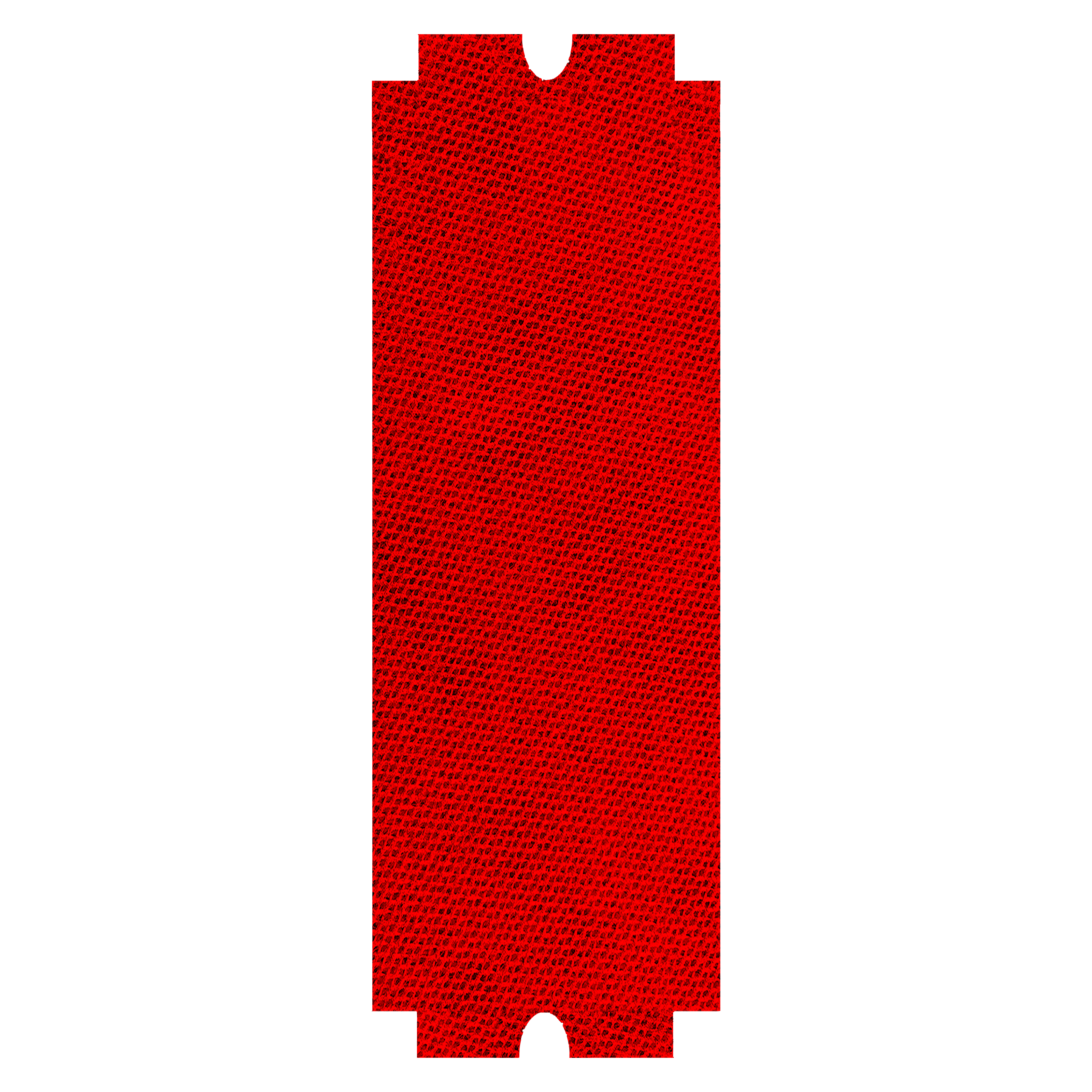 Red rectangular sanding sheet with textured grit surface and notched attachment edges.