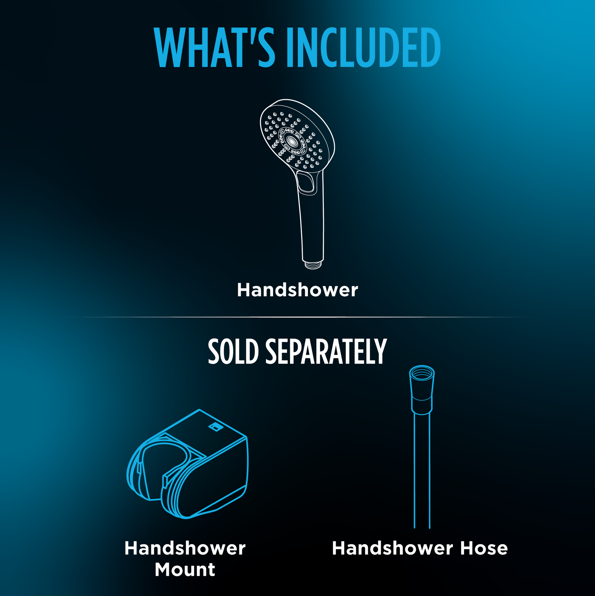 Polished chrome round handshower with multiple spray mode nozzle head and grip handle.