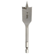 Milwaukee 7/8 inch flat boring bit with pointed tip and hex shank, marked with size designation.