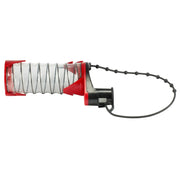 Red and black SDS-Plus dust trap shroud with pleated collection bag and flexible hose attachment.