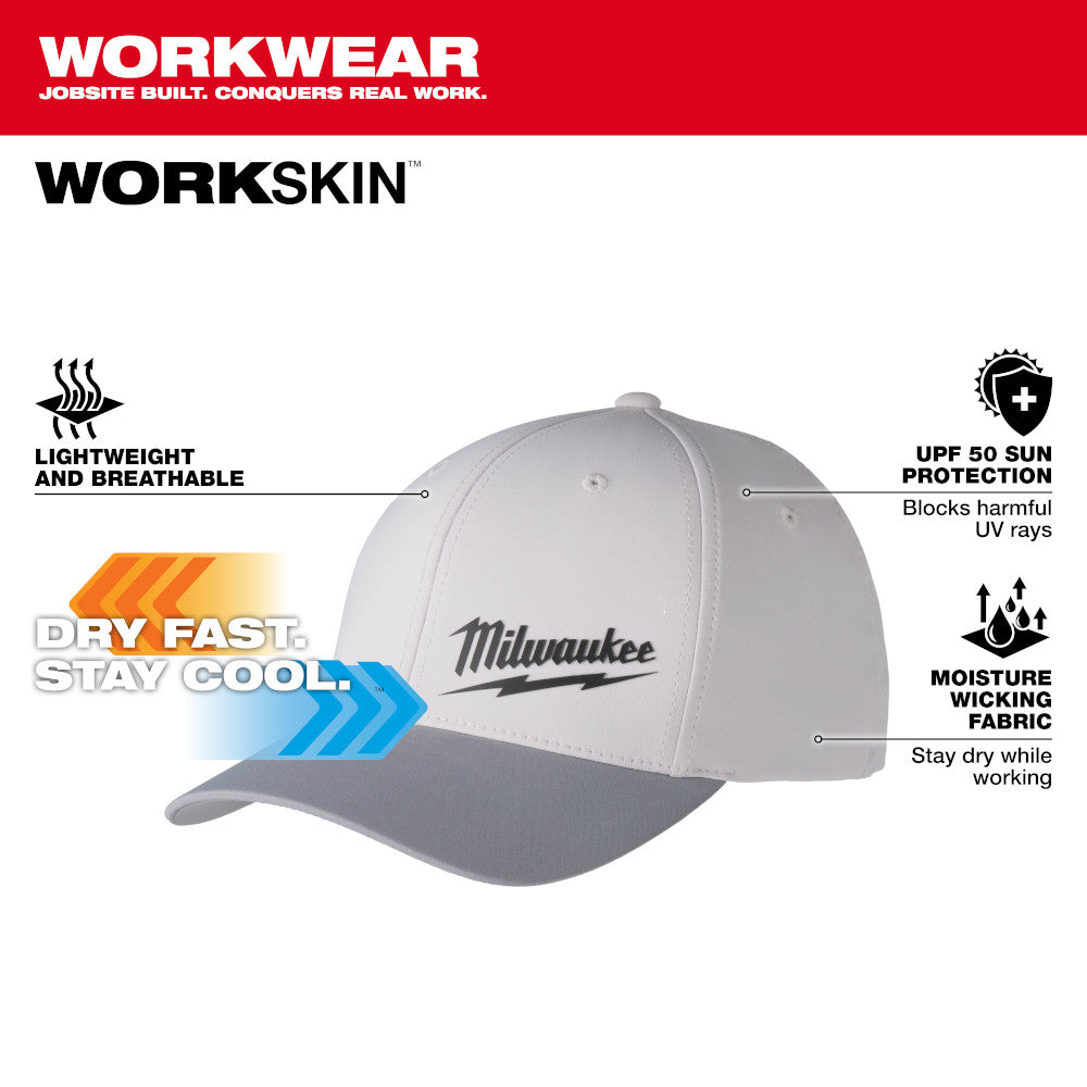 Light gray and dark gray fitted baseball cap with Milwaukee logo on front crown.