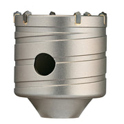 Milwaukee SDS+ core drill bit with carbide teeth and cylindrical metal body with center hole.