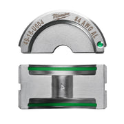 Milwaukee #4 aluminum U-style die with green guide strips and model number 49-16-U004 marked on top.