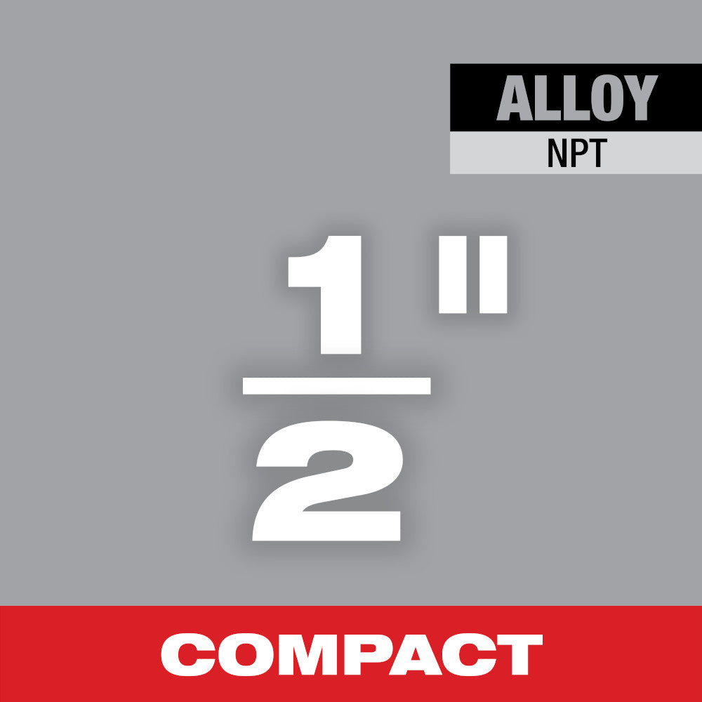Compact 1/2" ALLOY NPT pipe threading die head with white numerals and text on gray background with red base.